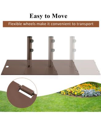 50LBS Patio Square Umbrella Base Stand Market Umbrellas Handle Wheels