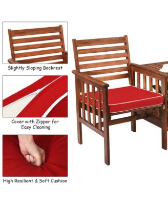 Patio Loveseat Conversation Set Acacia Wood Chair Coffee Table