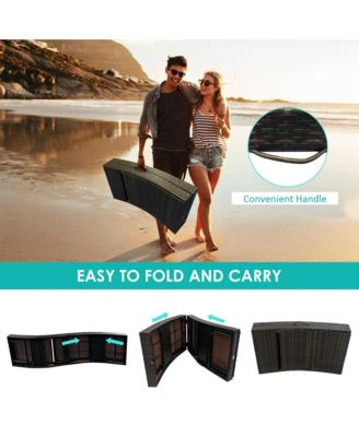 Patio Rattan Folding Lounge Chair Chaise Adjustable