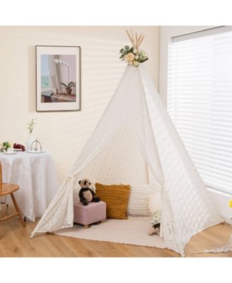 Lace Teepee Tent with Colorful Light Strings for Children