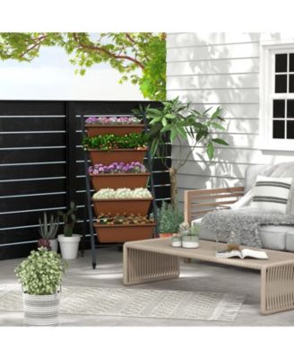 5-Tier Vertical Raised Garden Bed with Wheels and Container Boxes
