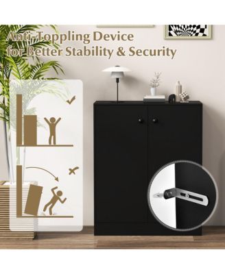 2-Door Storage Cabinet Freestanding Storage Organizer with 3-Tier Shelf Entryway