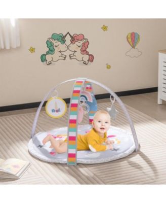 Baby Play Gym Mat 7-in-1 Tummy Time Activity Mat with 5 Detachable Toys-Multicolor