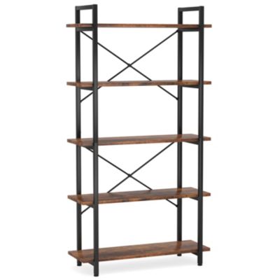 Modern 5-Tier Corner Shelf Wall Bookshelf Stylish Small Bookcase Storage Rack Plant Stand for Living Room Home Office Kitchen