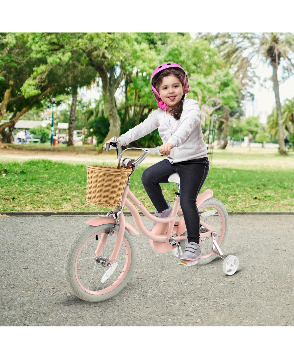 Gymax 18'' Retro Style Kids Bike Bicycle w/ Height Adjustable Handlebar & Seat- Pink