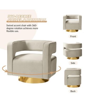 Carisa Contemporary Swivel 29.5" W Barrel Chair with Metal Base