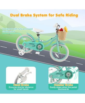 16" Kid s Bike with Training Wheels Adjustable Handlebar Seat Handbrake