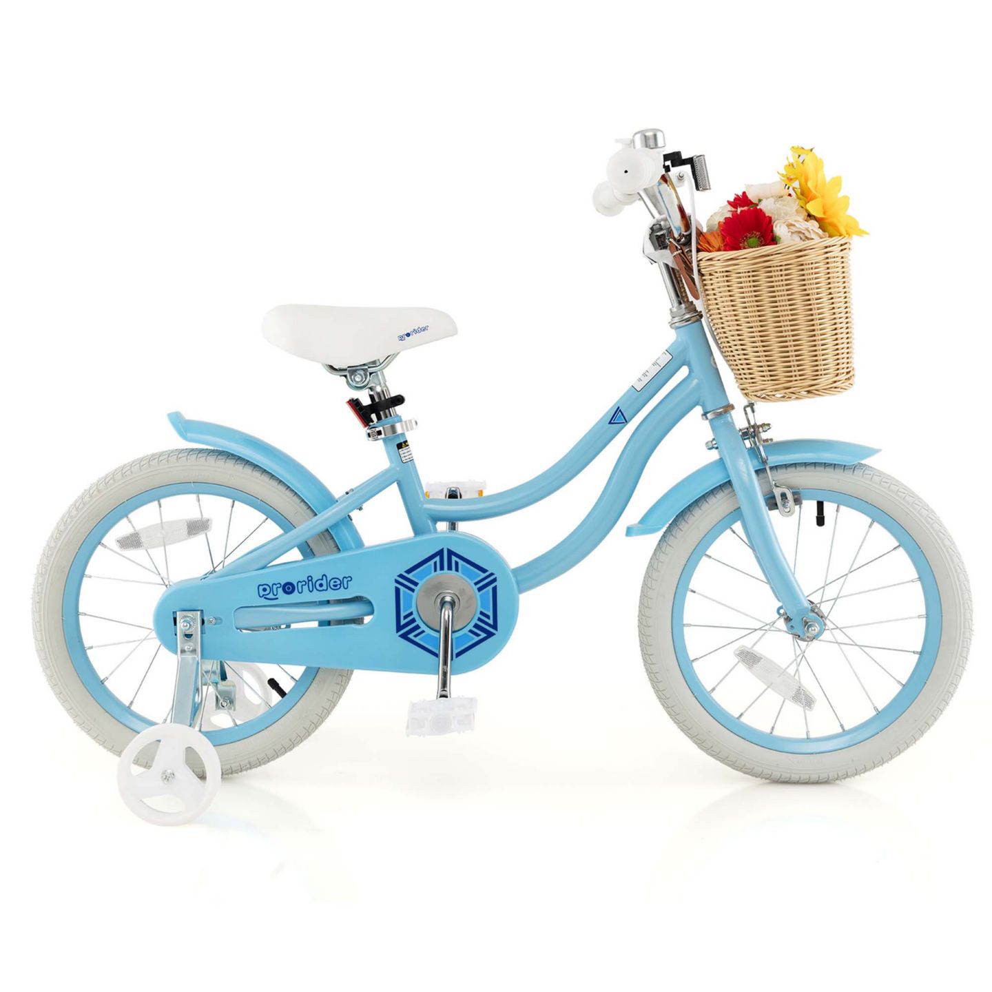 Детская игрушка Costway 16" Kids' Bike with Training Wheels, Adjustable Seat & Coaster Brake, Ages 4-7, цвет: Синий — фото 8