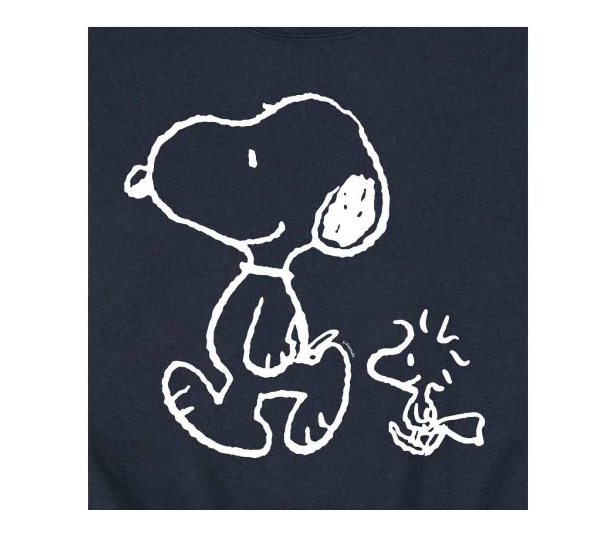 Airwaves Hybrid Apparel Snoopy Woodstock Walk Mens Crew Fleece In Black