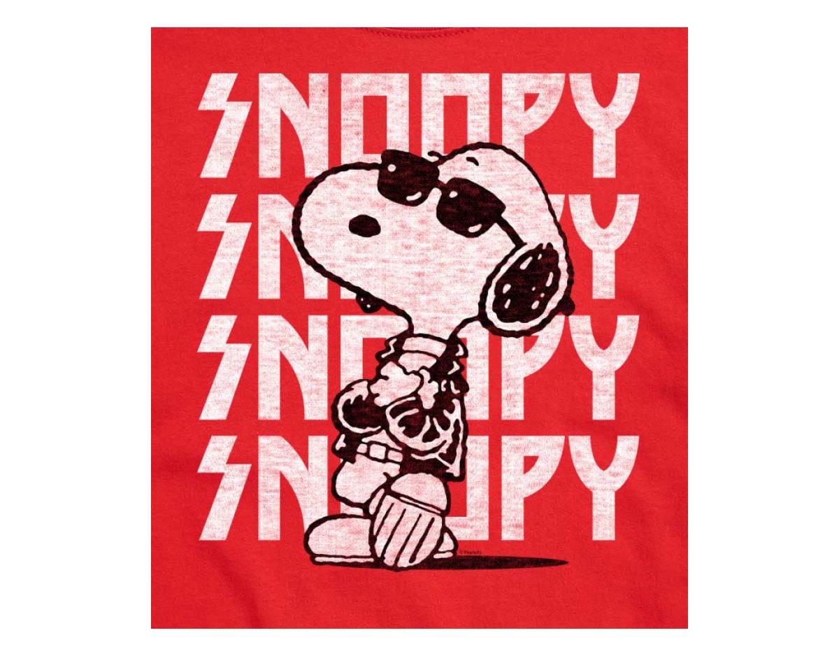 Airwaves Hybrid Apparel Snoopy Rock Name Repeat Mens Short Sleeve Tee In Red