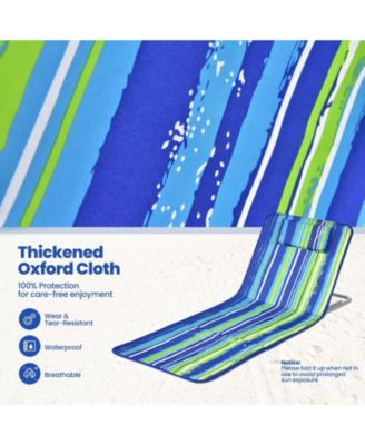 3 Pieces Beach Lounge Chair Mat Set 2 Adjustable Lounge Chairs with Table Stripe