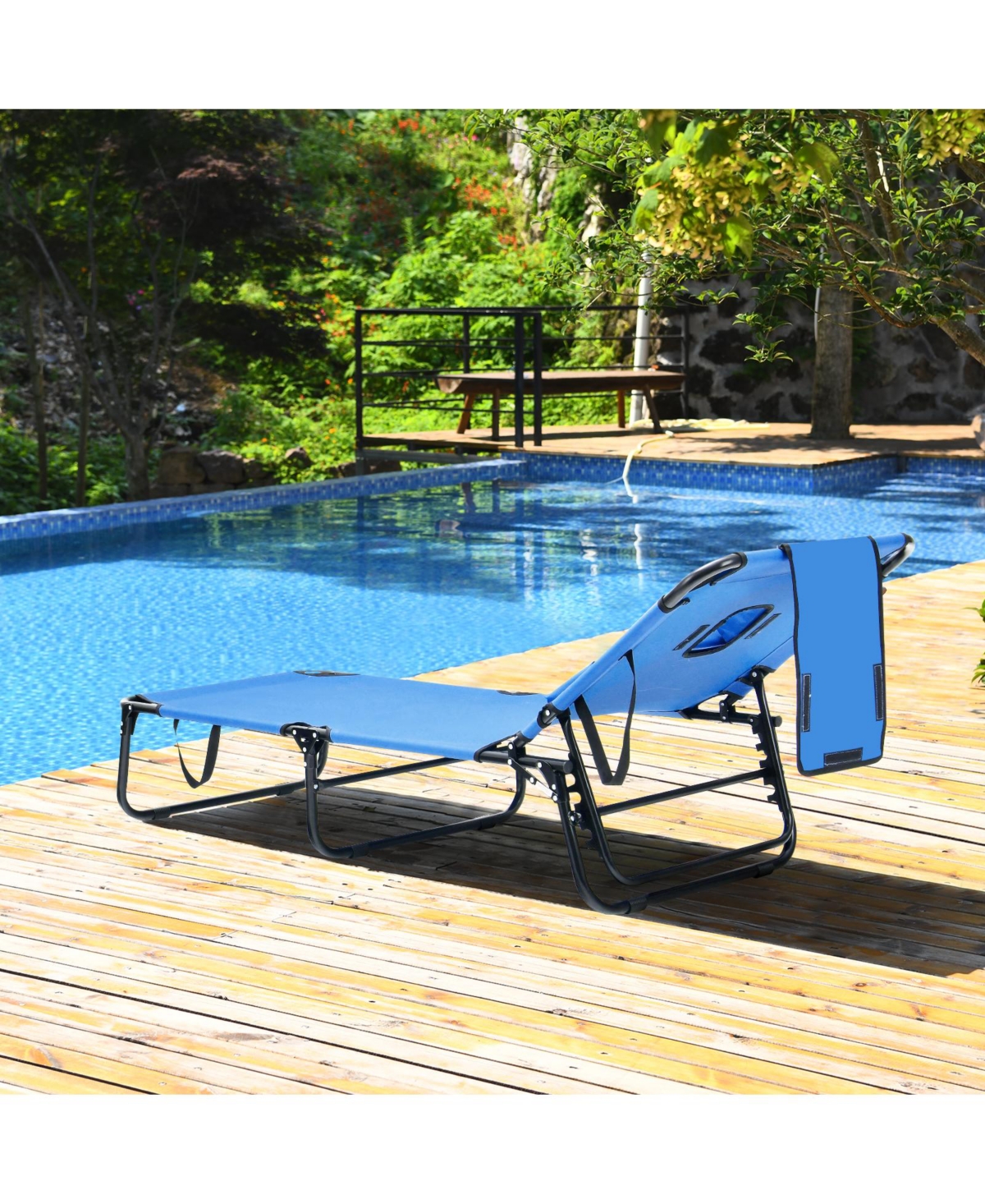 Inolait Beach Chaise Lounge Chair with Face Hole and Removable Pillow