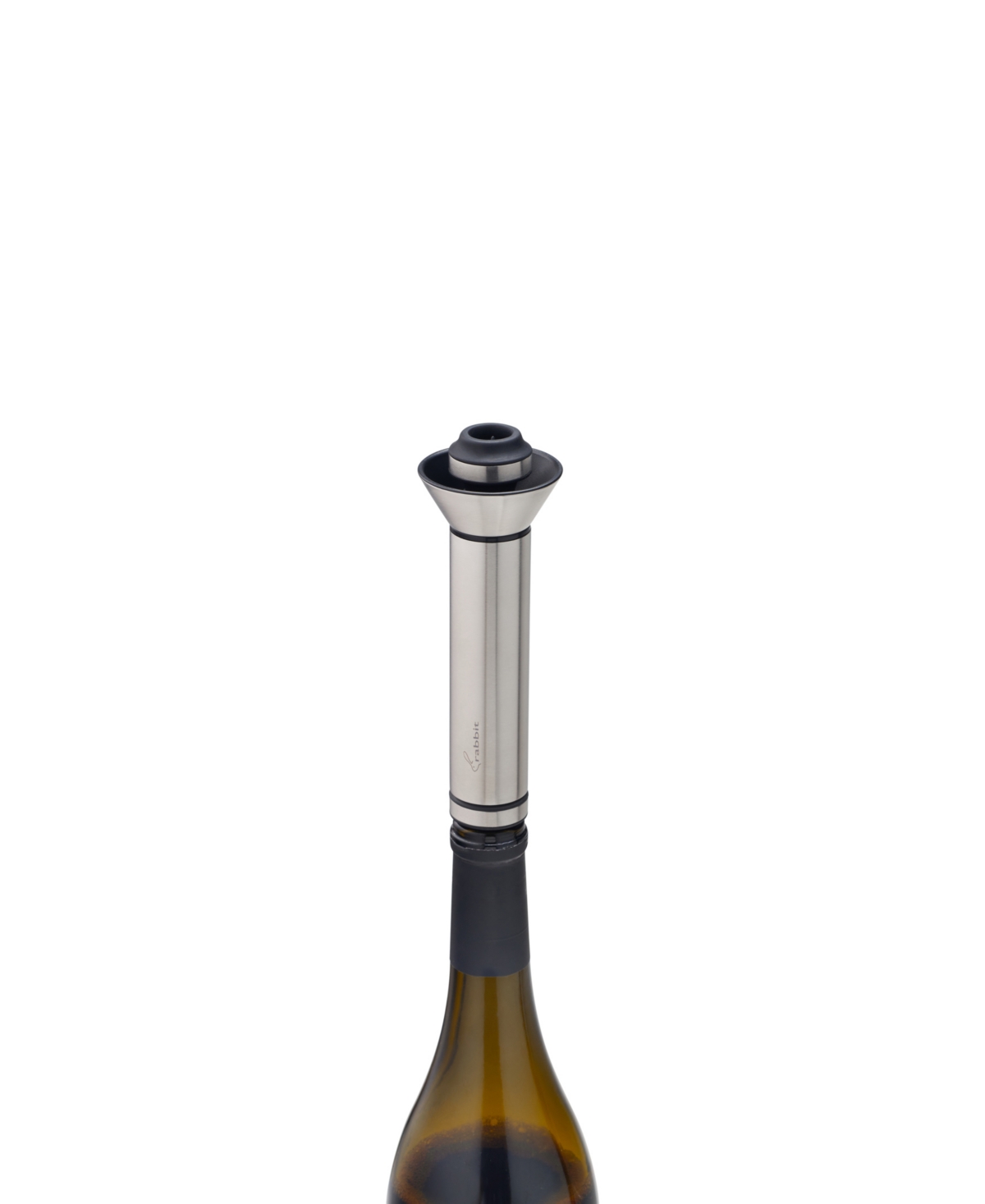 Rabbit Stainless Steel Vacuum Wine Preserver With 2 Stoppers In Silver