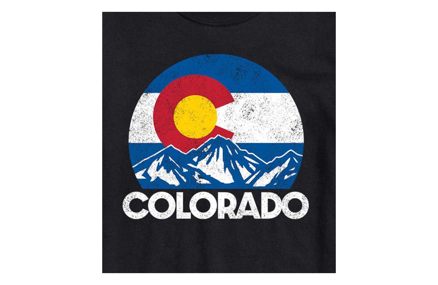 Мужская футболка AIRWAVES Hybrid Apparel Retro Colorado Flag Mountains Short Sleeve, цвет: Чёрный — фото 2