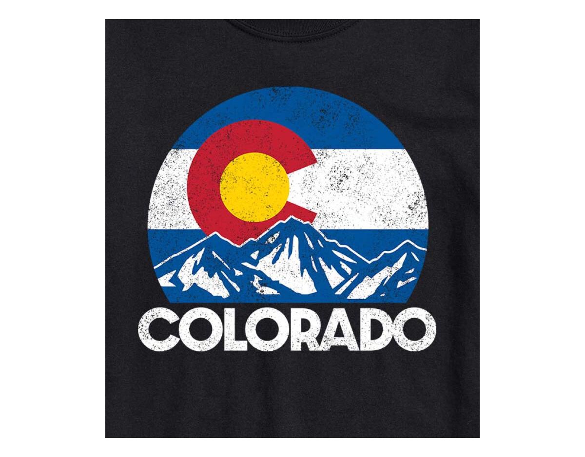 Hybrid Apparel Retro Colorado Flag Mountains Men's Short Sleeve Tee