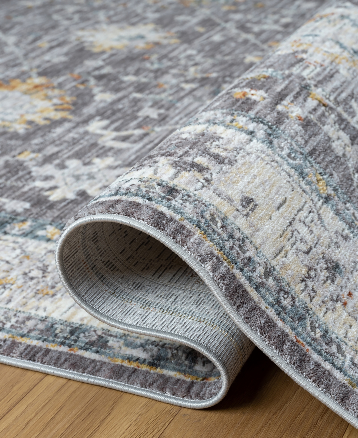 Lr Home Alexis All-473 7'9"x9'9" Area Rug In Gray- Blue