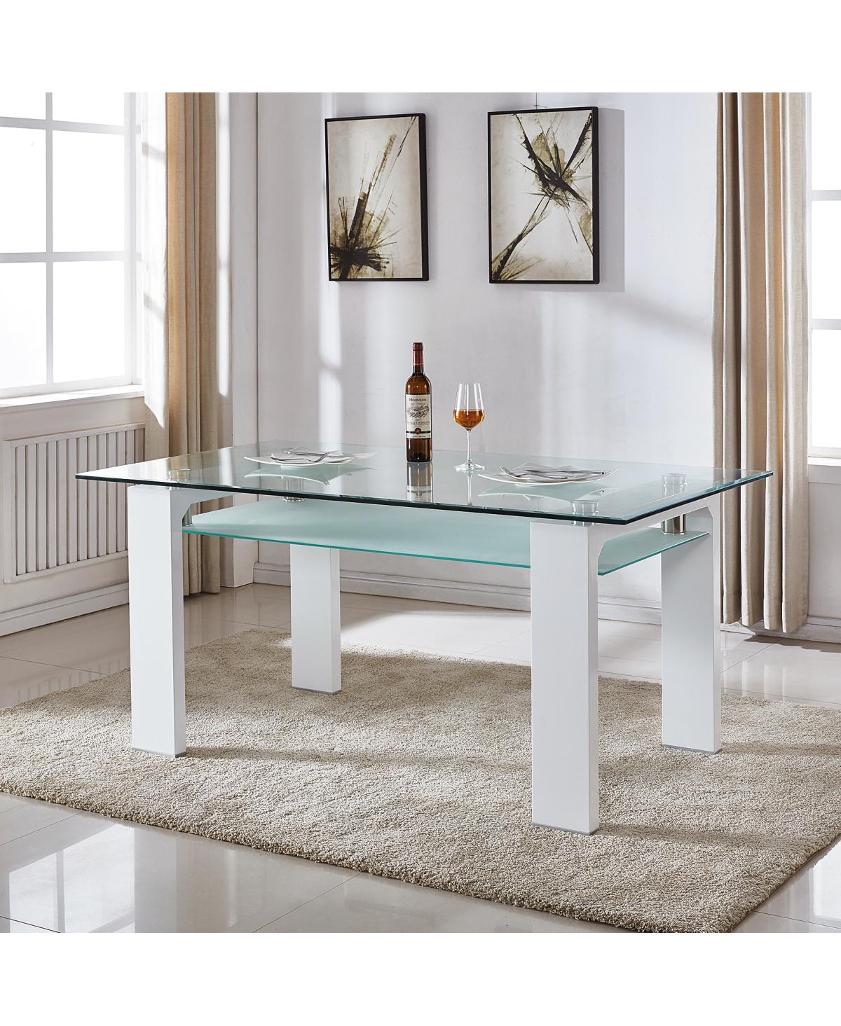 Streamdale Furniture Double-Layer Tempered Glass Rectangular Dining Table