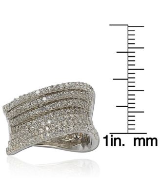 Suzy Levian Sterling Silver Cubic Zirconia Pave Tiered Curved Ring