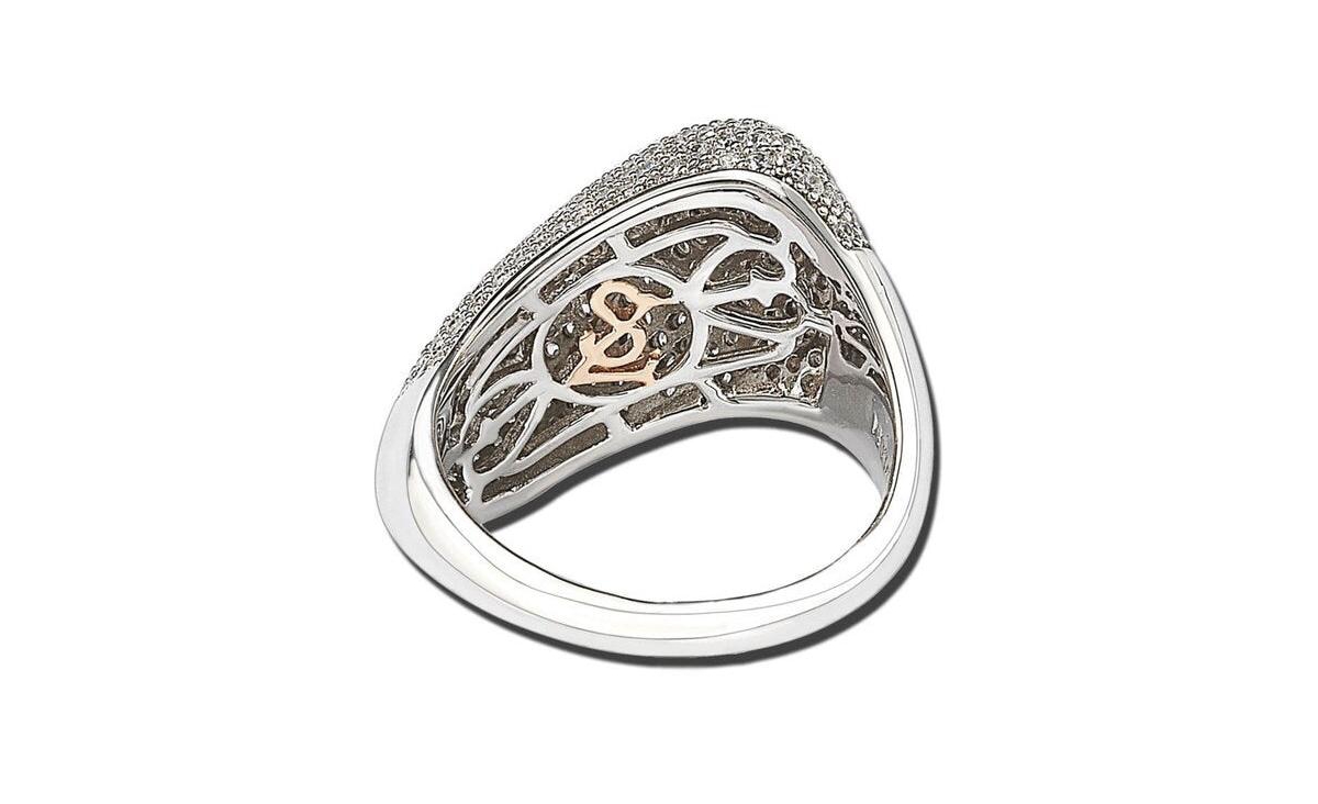 Suzy Levian New York Suzy Levian Sterling Silver Cubic Zirconia Pave Diagonal Puff Ring