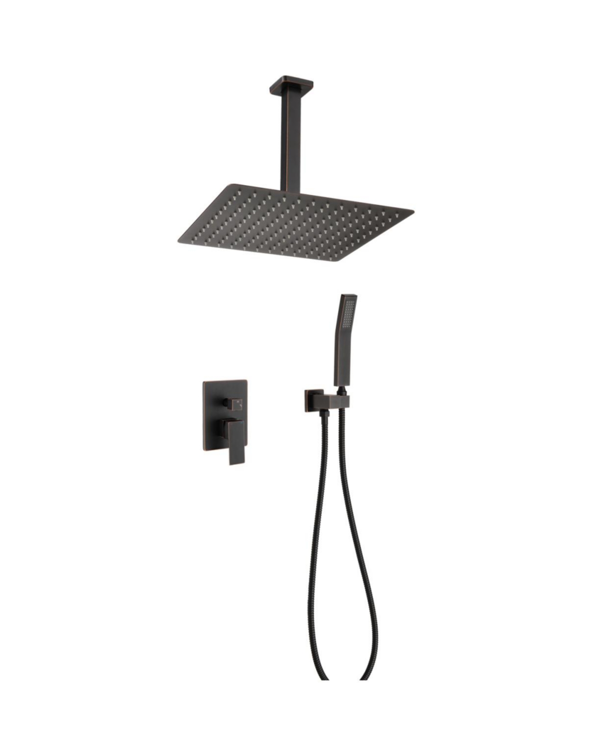 Ceiling Mounted Shower System Combo Set With Handheld And 10" Shower Head - Brown