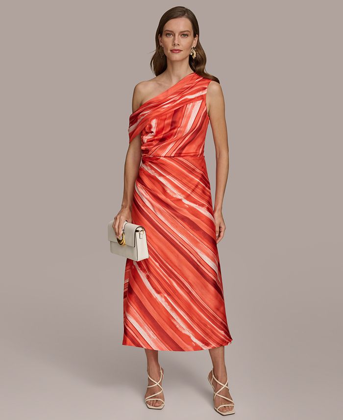 Donna Karan New York Donna Karan Women's One-Shoulder A-Line Midi Dress ...
