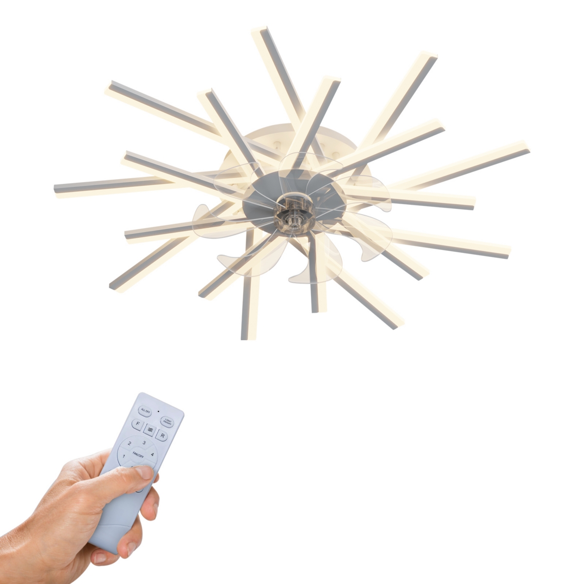 Streamdale Furniture 36In Ceiling Fan With Lights Remote Contro Dimmable Led, 6 Gear Wind Speed Fan Light