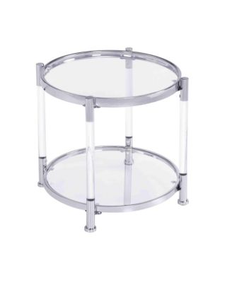 Contemporary Acrylic End Table with Glass Top