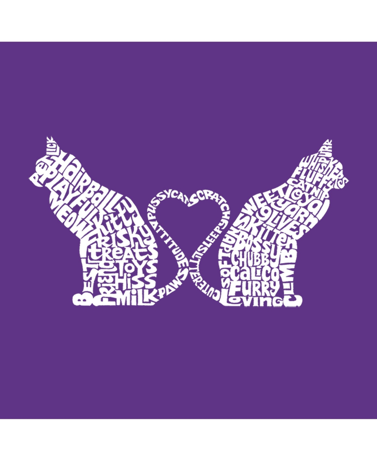 La Pop Art Girls Cat Tail Hearts Word Art Long Sleeve T-Shirt