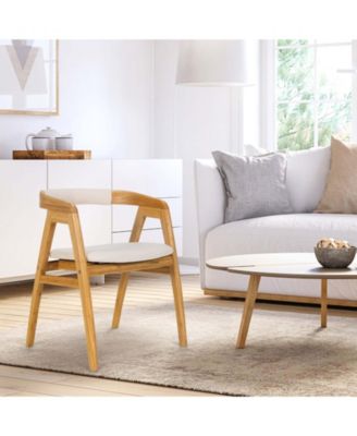 Leisure Bamboo Dining Chair with Curved Back and Anti-slip Foot Pads