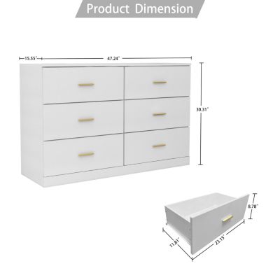 Modern 6-Drawer Dresser Ample Storage, Sturdy & Safe