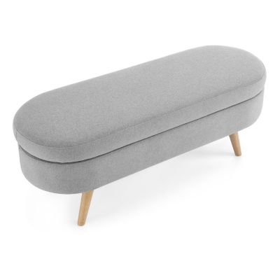 Ottoman Oval Storage Bench, Rubberwood Legs
