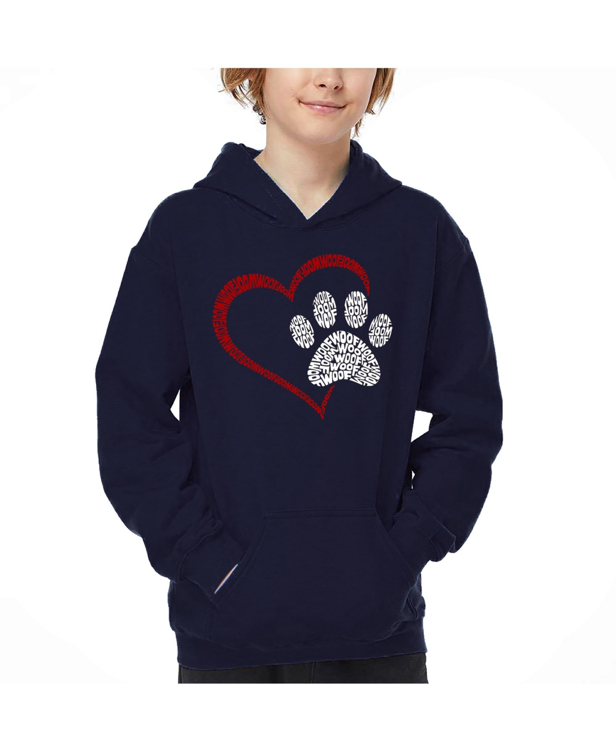 La Pop Art Boys Paw Heart Word Art Hooded Sweatshirt