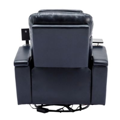 Streamdale Blue Power Swivel Recliner with Storage & LED Light