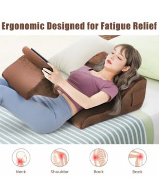 Bed Wedge Pillow with Tablet Pillow Stand and Side Pockets