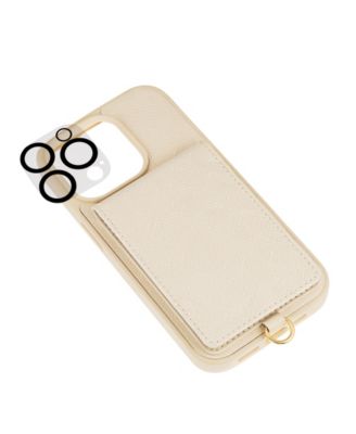 Women's Ivory Saffiano Leather Case designed for iPhone&reg; 15 Pro Max