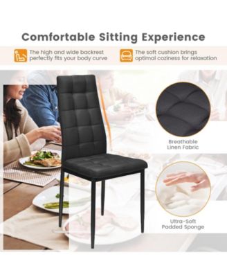 Set of 4 Fabric Dining Chairs Set with Upholstered Cushion and High Back