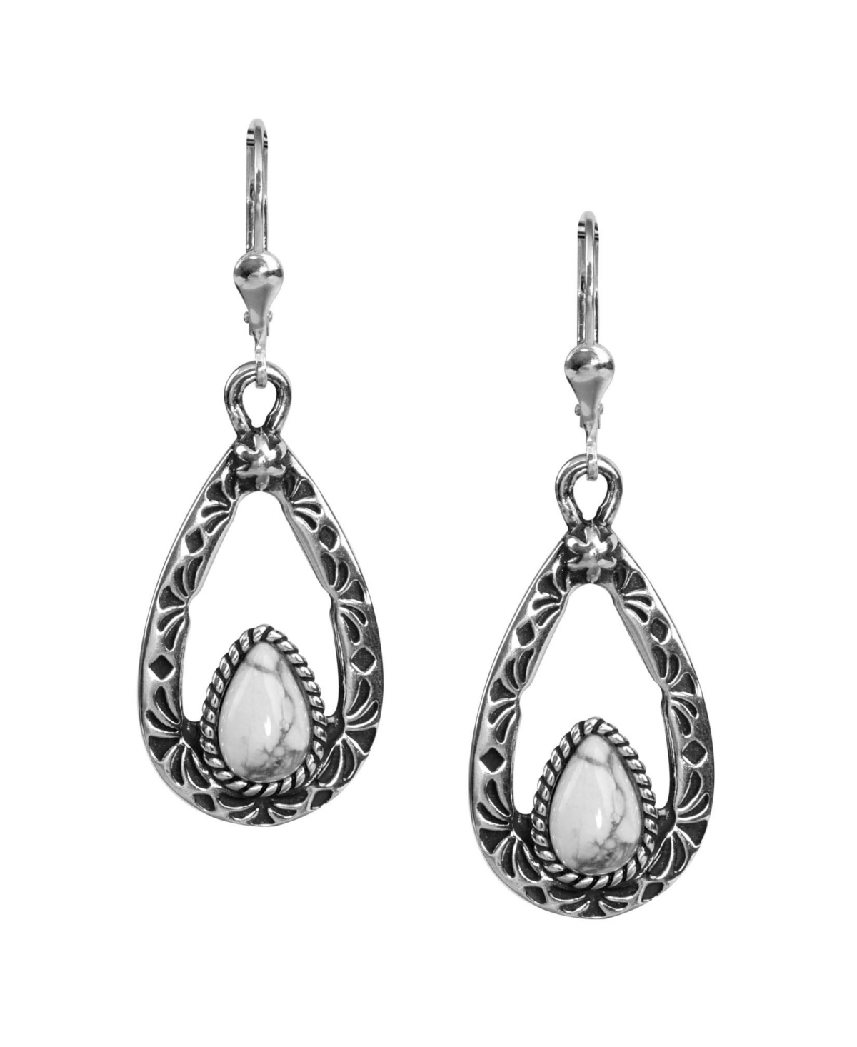 American West Sterling Silver Women's Drop & Dangle Earrings with Genuine Gemstone - White howlite