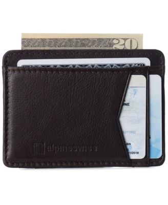 Men RFID Safe Minimalist Front Pocket Wallet Leather Thin Card Case