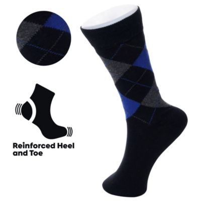 Men's Dress Socks 6 Pair Crew Sock Cotton Dress Socks for Men Solid Ribbed Argyle Pattern Multicolor Fun Designs