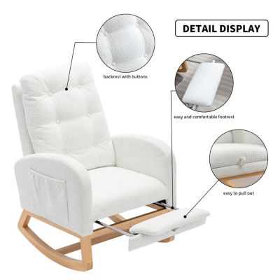 High Back Accent Rocking Chair with Footrest