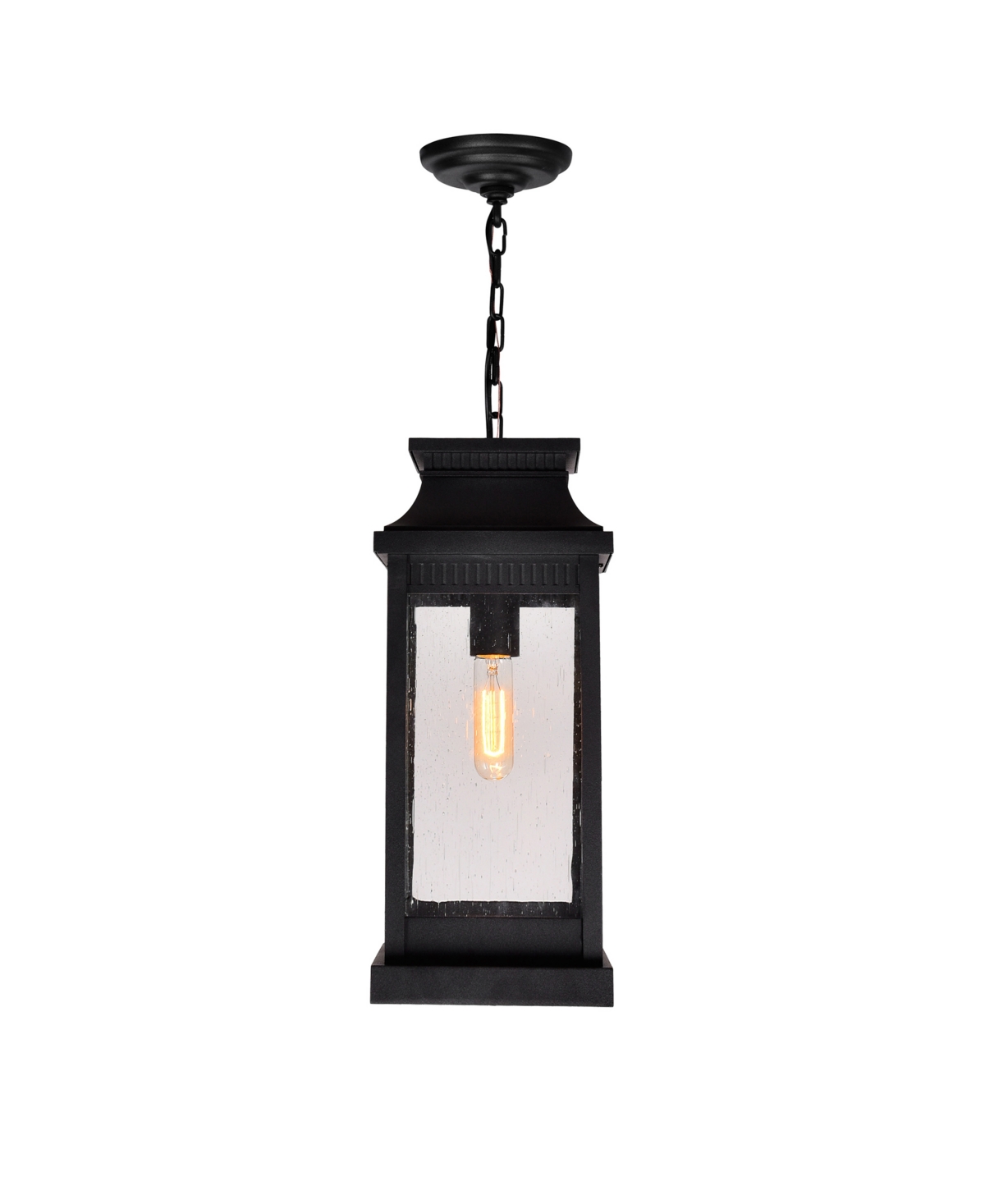 Cwi Lighting 18.25" Metal Milford 1 Light Outdoor Pendant In Black