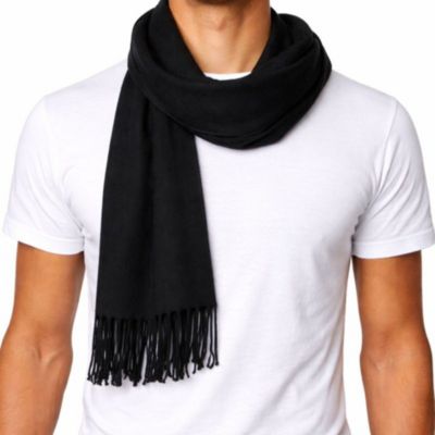 Men's Scarf Soft Knit Winter Scarves Plaid Striped or Solid Neck Covering Long Warm Stylish