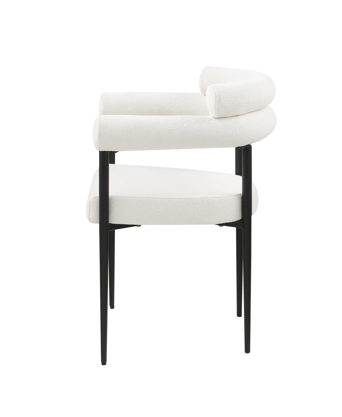 Streamdale Furniture Mid Century Dining Chairs Set with Boucle Backrest - White+black