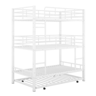 Twin Size Metal Triple Bunk Bed With Trundle