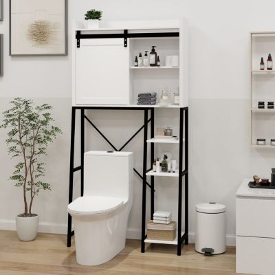 Barn Door Over-The-Toilet Cabinet with Adjustable Shelves