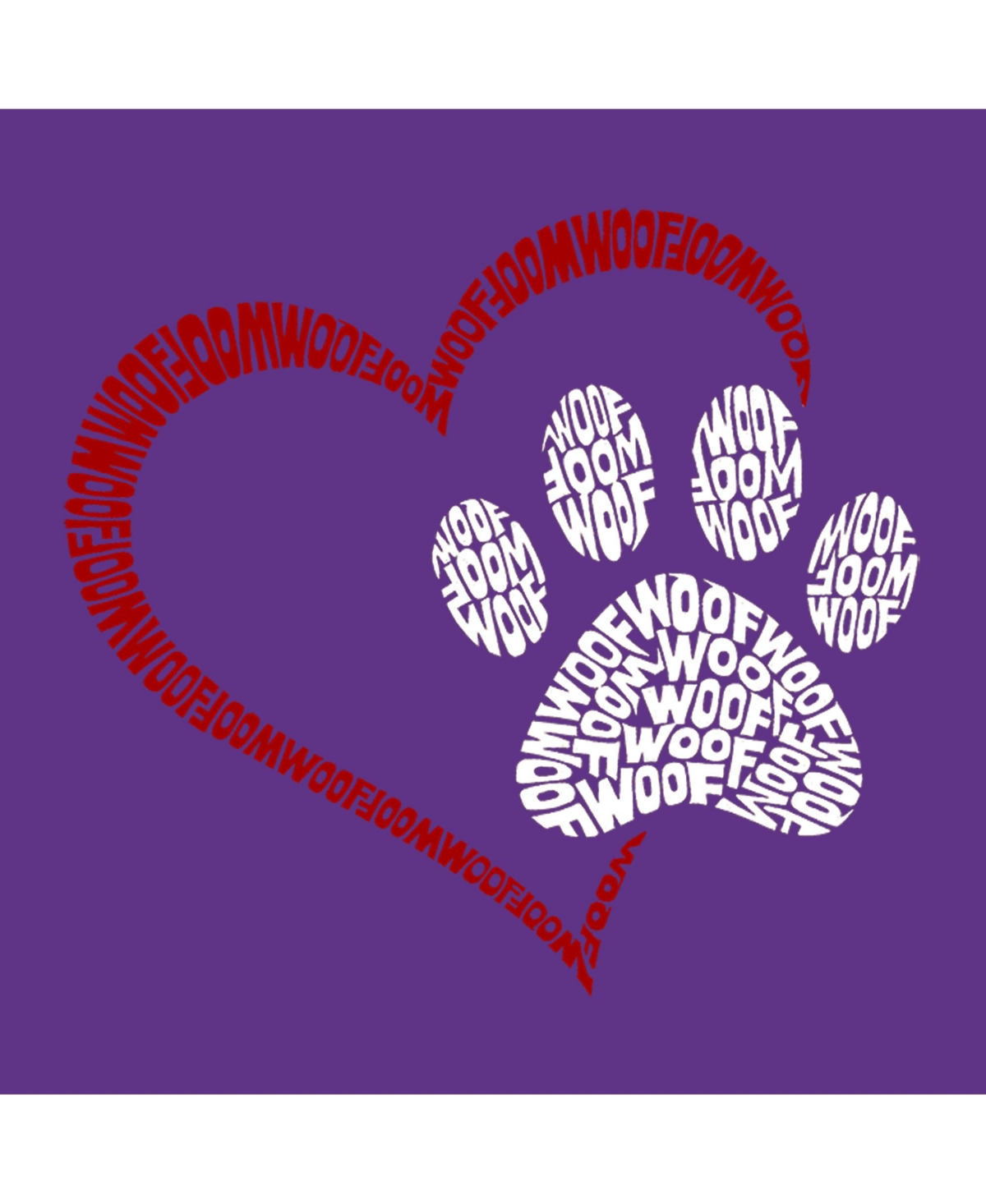 La Pop Art Girls Paw Heart Word Art T-Shirt
