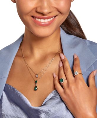 Lab Grown Emerald (3-1/3 ct. t.w.) & Lab Grown Diamond (1/8 ct. t.w.) 18" Pendant Necklace in 14k Gold