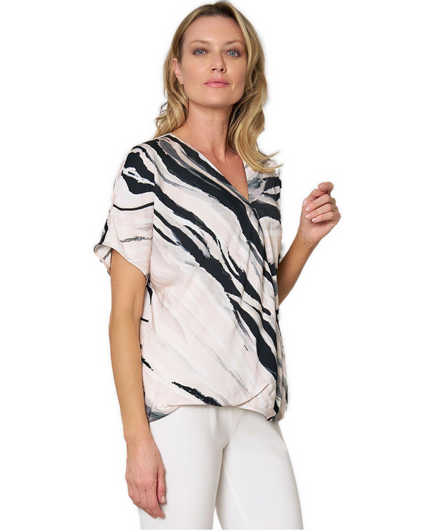 Женская блузка Stella Carakasi V-Neck EcoVero Cross Front, цвет: С принтом — фото 3