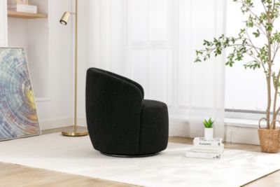 Teddy Fabric Swivel Barrel Chair with Black Ring