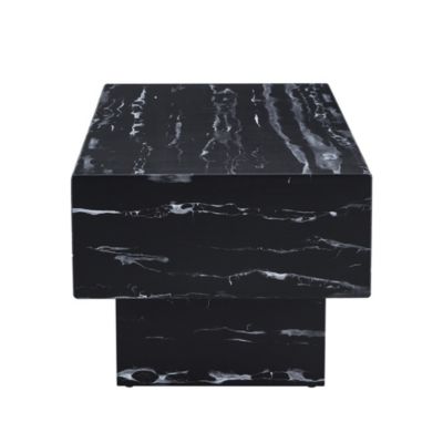 Streamdale Modern Black Coffee Table with Patterns, 43.3"x21.6"x17.2"